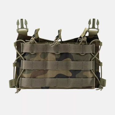 Camouflage tactical field pouch with MOLLE webbing and elastic loops, open top