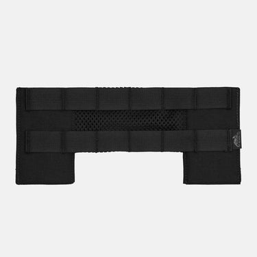 Black tactical chest panel with MOLLE webbing and hook-and-loop center panel