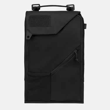 Black laptop insert bag with top handle and flap front pocket