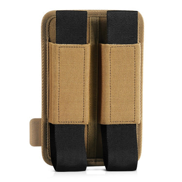 Flat Dark Earth 2-slot pistol magazine holder with two front pockets and elastic bands