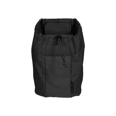 Black mag-release dump pouch front view with pull cord and top panel