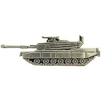 M1A1 Abrams tank pin with dark green metal side-profile tank design