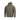 Olive green zip-up puffer jacket with hood and stand collar