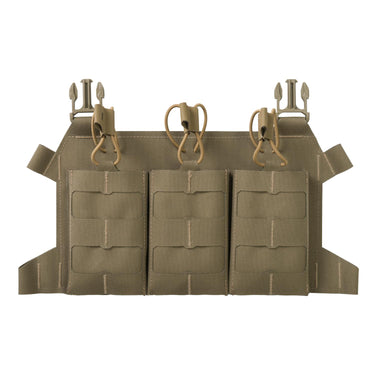 Skeletonized triple 223 flap pouch, tan with three flap compartments and top loops