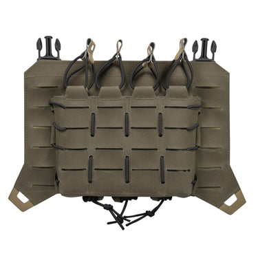 Tactical MOLLE SMG flap pouch with 6 elastic loops and hook-and-loop straps, green.