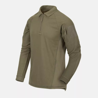 Helikon Range polo shirt, olive green long-sleeve with button collar