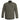 Gray field jacket with button front, flap chest pocket, and sleeve badge