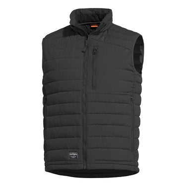 Quilted puffer vest with hood, full-zip, black