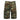 Camouflage cargo shorts with multiple flap pockets and button closure