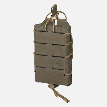 Tactical speed reload rifle pouch in tan fabric with hook-and-loop straps