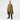 Hooded scarf poncho in tan worn over clothing with front pocket and hood