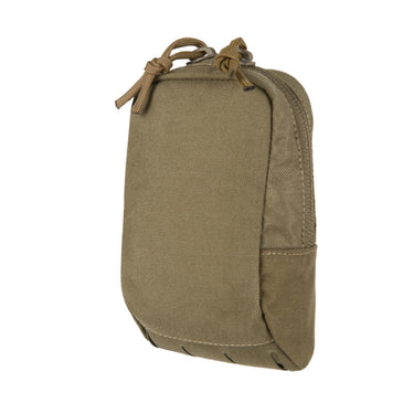 Mini utility pouch in khaki/tan with top drawstring and reinforced side pocket panel