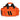 Orange pistol range bag with black handles, front stripe panel, and zip pockets