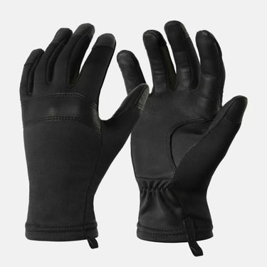 Black patrol gloves with padded palms and knuckle panels