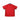 Red jersey shirt back view with short sleeves and navy trim at shoulders
