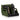 Green pistol rack with multiple padded slots and two pistols, side view