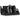 Black pistol rack with multiple padded slots holding two pistols, front view