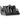 Gray pistol rack with multiple padded slots holding two pistols, front view