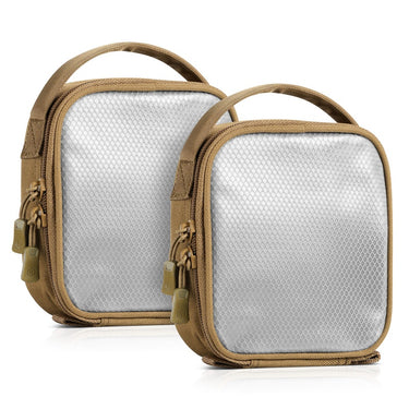 Hook-backed backing pouches, tan and textured white panels with top handles (2-pack)