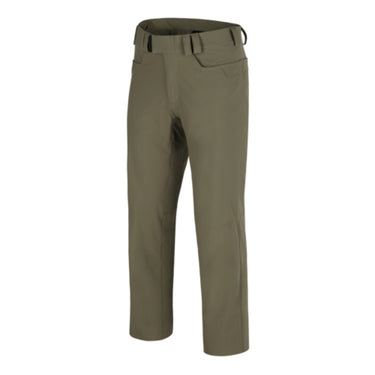 Olive tactical pants with belt loops and side pockets