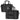 Mini duffle bag pair in black with front patch panel and webbing carry handles