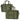 Mini duffle bag pair in olive green with front patch panel and carry handles