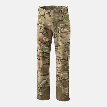 Multicam camo nylon cargo pants with belt loops and front zipper