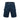 Denim cargo shorts in dark blue with elastic waistband and multiple stitched utility pockets