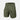 Dark olive green stretch ripstop shorts with elastic waist and cargo pocket