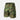 Green camouflage stretch ripstop shorts with elastic waist and cargo pockets