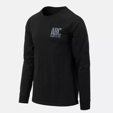 Long-sleeve black t-shirt with ABC graphic on chest