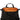 Black patterned tote bag with orange interior panel and zip-top opening