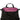 Black patterned tote bag with purple interior panel and zip-top opening