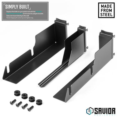 Obsidian black pistol rack adapter brackets with mounting screws