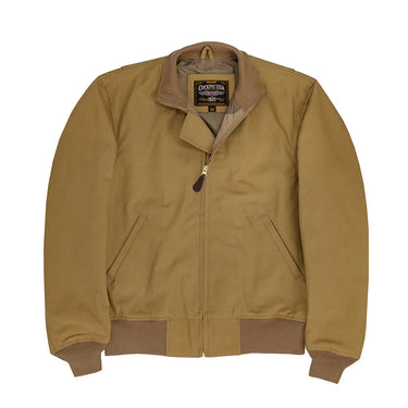 British Khaki lightweight tanker jacket with front zipper and stand collar