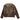 Brown leather shearling jacket, back view with stand collar and belt
