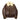 Brown shearling-lined leather jacket with tan collar, front zipper and flap pockets
