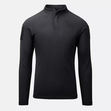 Apex nylon stretch combat shirt, black, mock neck quarter-zip, long sleeves