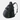 Black backpack with front compartment open, revealing stored gear