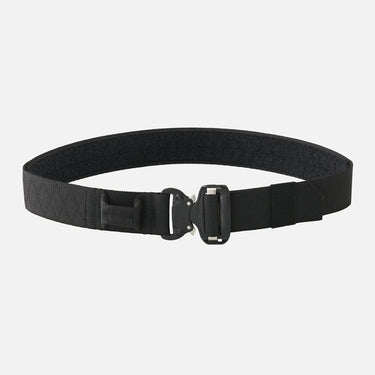Black tactical belt with metal buckle and webbing strap