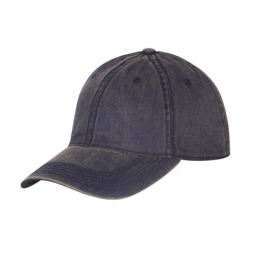 Dark gray washed cotton snapback cap with curved brim