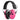 Electronic ear protection headphones with pink and black ear cups and mesh headband