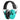 Apollo electronic earmuffs, bright teal earcups with black headband and side controls