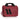 Red double pistol case with top handle, zipper pull, and two-striped front panel