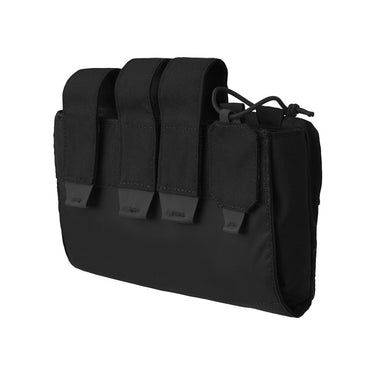 Black tactical MOLLE insert pouch with front straps and drawcord pull tab