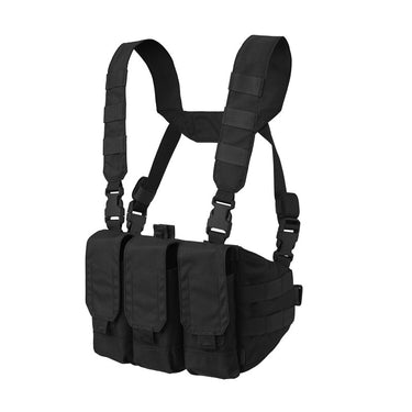Helikon Chicom chest rig, black, with front pouch panels and adjustable shoulder straps