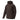 Dark brown tactical jacket with hood, full-zip front, and drawstring hem