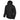 Hooded insulated jacket, black, full-length front zipper and drawstring hood