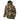 Hooded insulated jacket, multicolor camo, full-length front zipper and drawstring hood