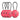 Red 3-digit cable lock set of four with steel cable loops and dials